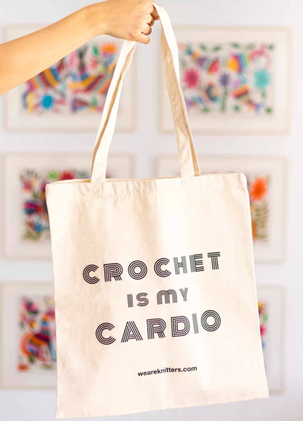 Tote Bag: Crochet is my Cardio>We Are Knitters Hot