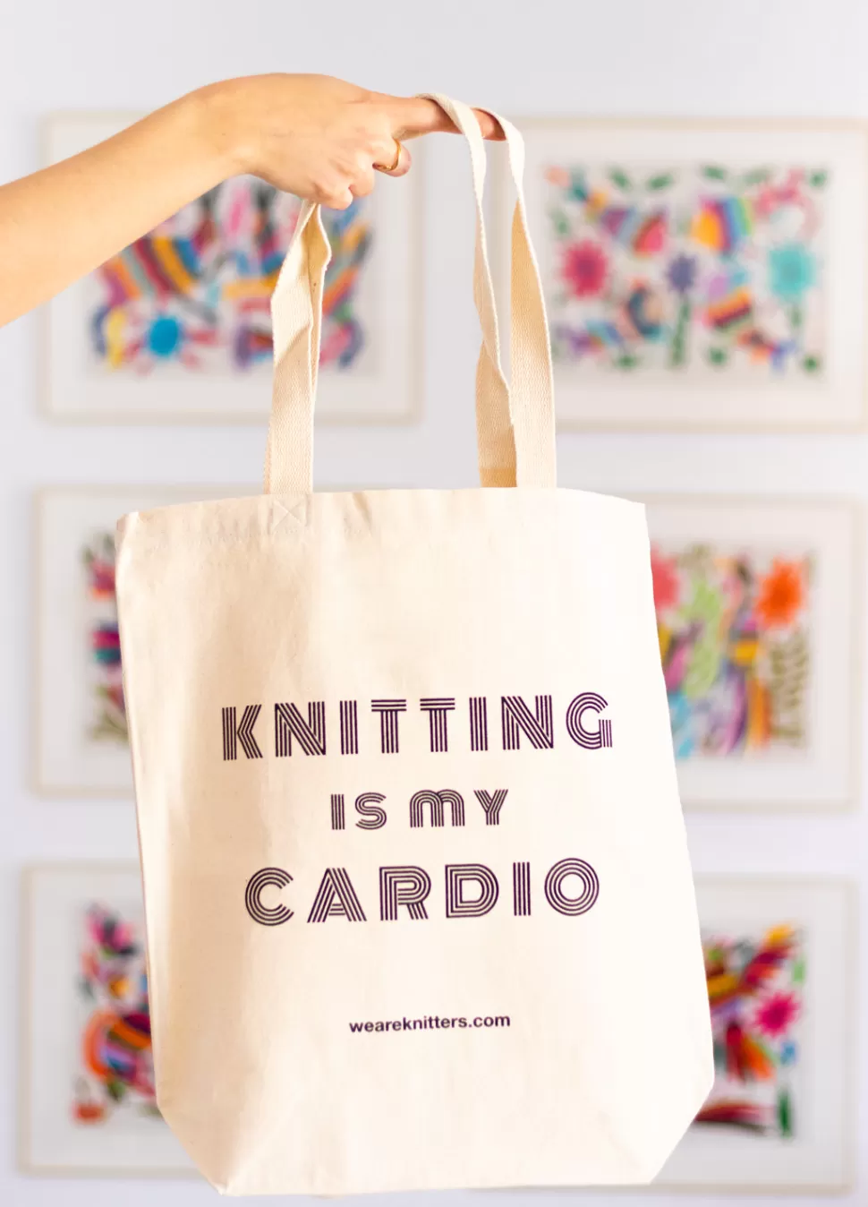 Tote Bag: Knitting is my Cardio>We Are Knitters Best